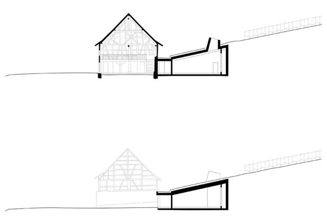  Extension of a winery in Osterfingen - section drawing - Architect: SPPA Architekten