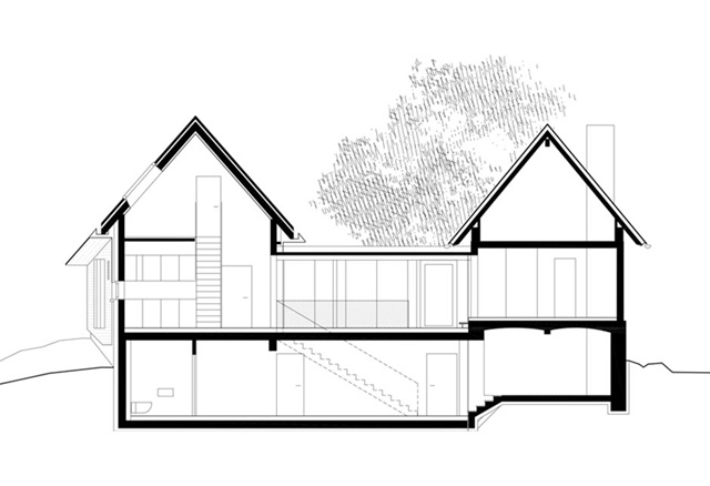 Countryside House in Steinberg, section drawing, Architect: Hope of Glory