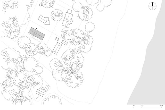 Vivienda de fin de semana en Sandby: plano de la parcela (Arquitectos: Johan Sundberg Arktitekten)