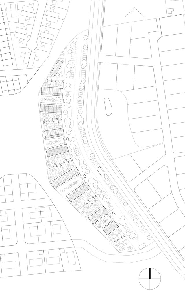 Vivienda social en Havdrup, Dinamarca: plano de la parcela (Arquitectos: Vandkunsten Architects)
