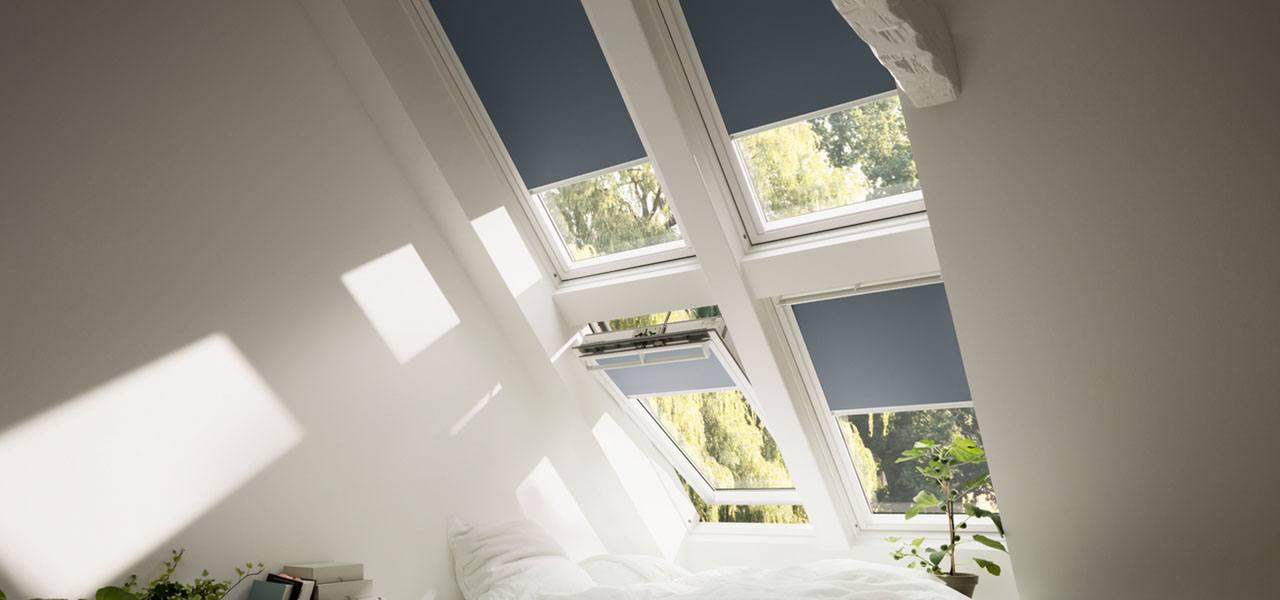 VELUX roof windows, flat roof windows, sun tunnels and blinds