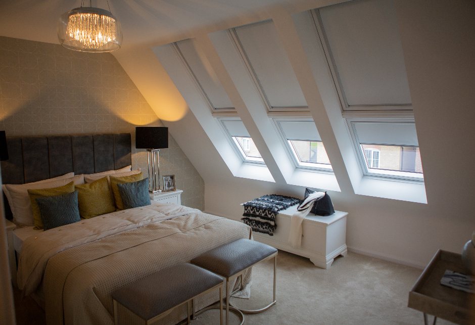 Countryside Homes bedroom with VELUX roof windows