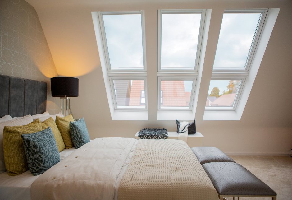 Countryside Homes bedroom with combination VELUX roof windows