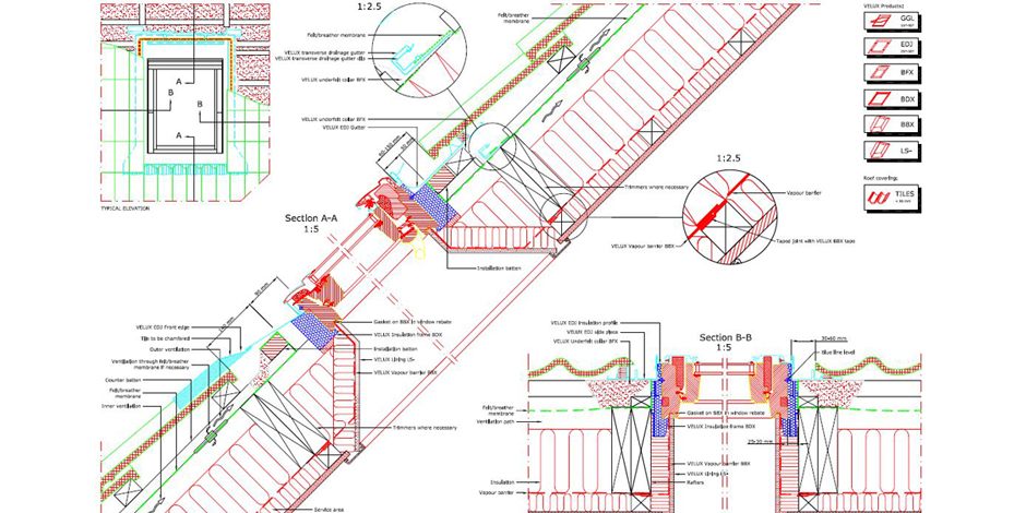 VELUX Single Window Drawings