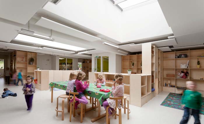 Aarup Municipality is rebuild for a day care center/kindergarten featuring VELUX Modular Skylights