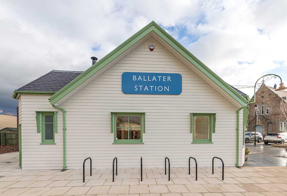 Den gamle station i Ballater, Storbritannien