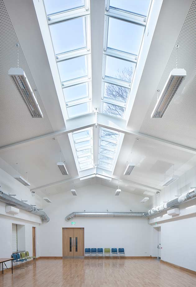 VELUX Ridgelight solution at Kilternan Community Centre – Photographer Roger O'Sullivan