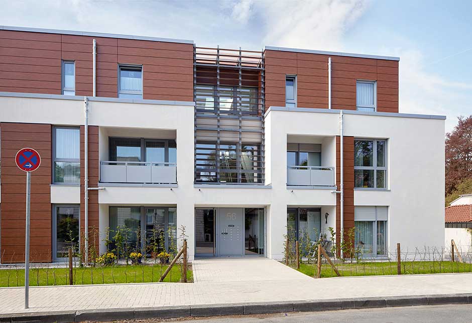 External view of social housing apartments in Hamm, Germany 