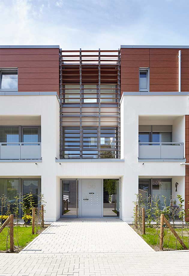 Outside view of social housing in Hamm, Germany 