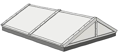 Illustration of a dual pitched Vario Therm-S continuous rooflight with gables